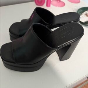 Stylish Black Platform Mules